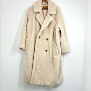 Bearpaw‎ Women's Size 3X Teddy Beige Sherpa Longline Winter Coat Cozy Boho City